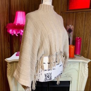 Ogo Geral Paris Cropped Fringe Turtleneck Sweater